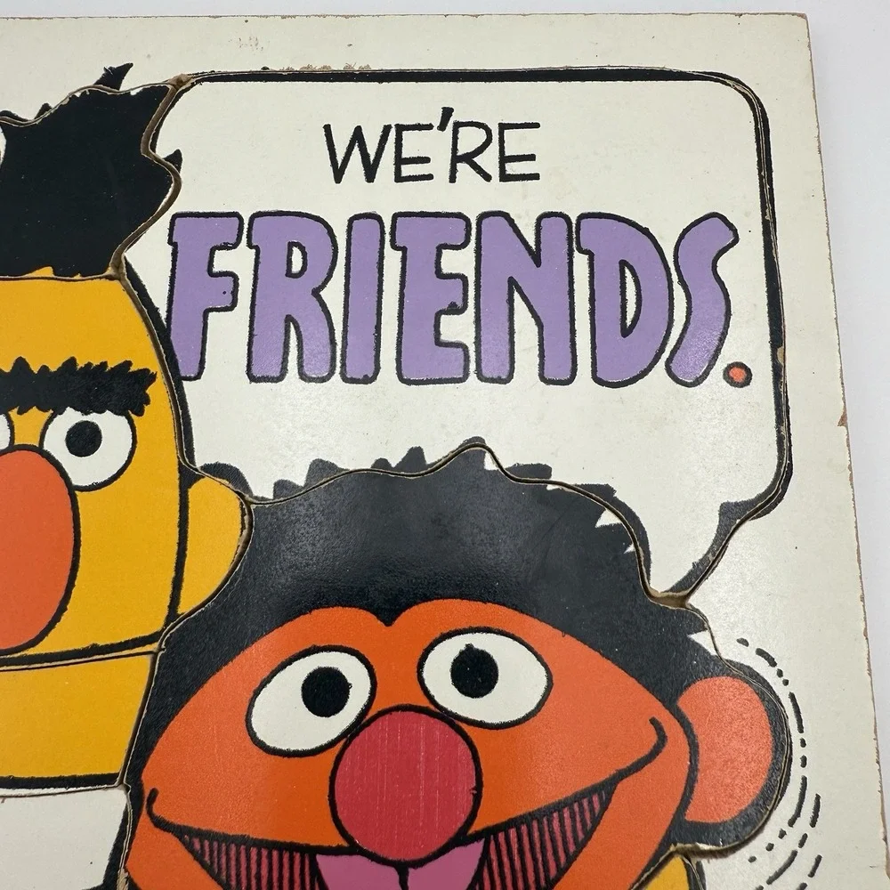 Vintage 1976 PLAYSKOOL Sesame Street Bert‎ & Ernie We're Friends Wood Puzzle 2-5